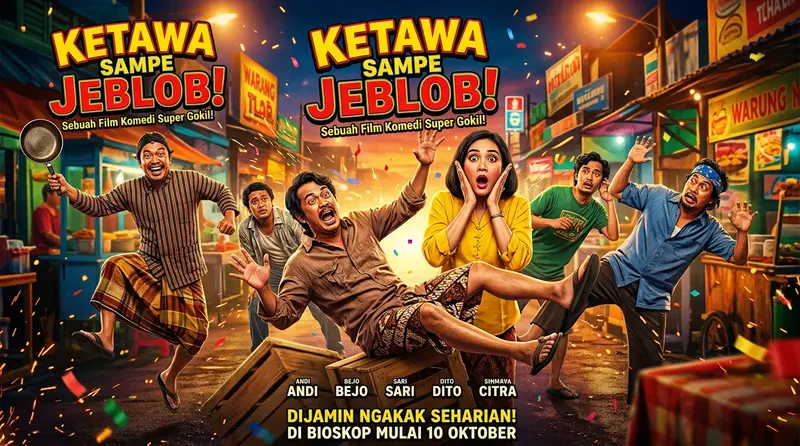 Ilustrasi kartun keluarga menonton tayangan komedi bersama di ruang tamu