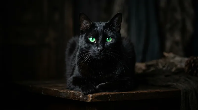 Foto kucing hitam yang cocok untuk wallpaper monokrom lucu