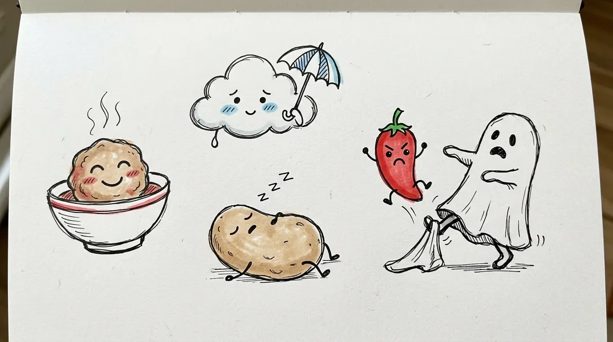 Kumpulan doodle karakter lucu sederhana dengan berbagai ekspresi gemas