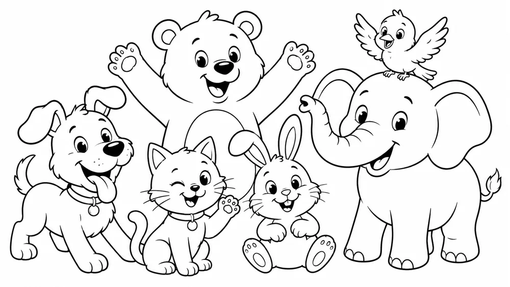 Sketsa line art bentuk dasar jamur kartun untuk latihan proporsi
