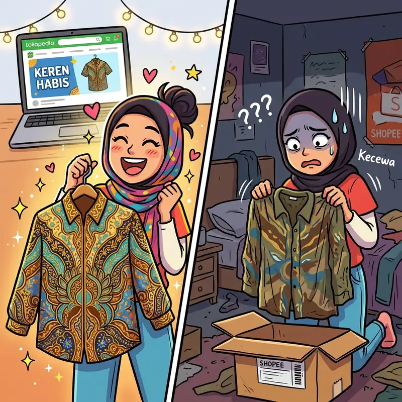 Gambar lucu ekspektasi vs realita belanja online yang bikin ngakak