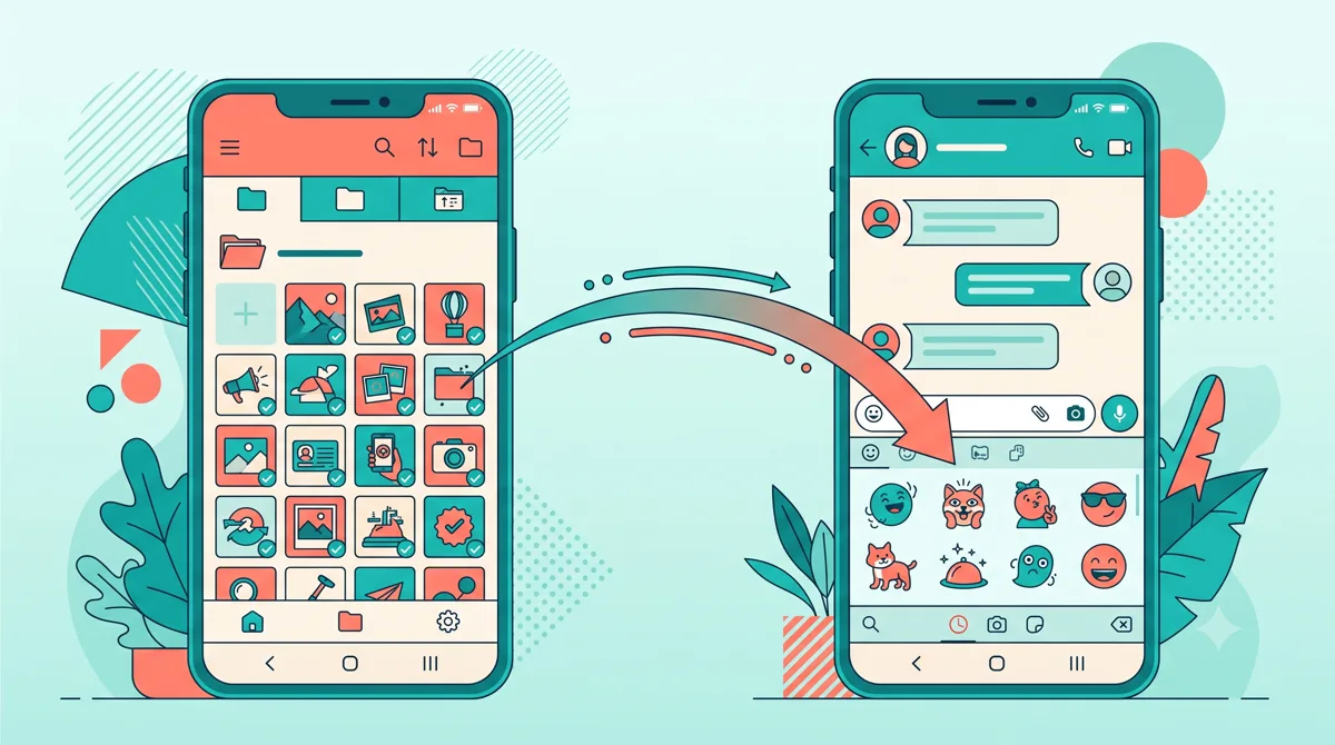 Memindahkan gambar dari galeri ponsel ke baki stiker aplikasi chat